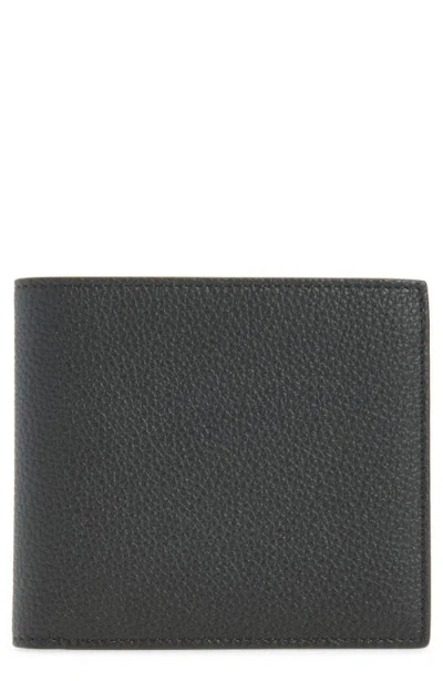 Thom Browne Pebbled Leather Bifold Wallet In Black