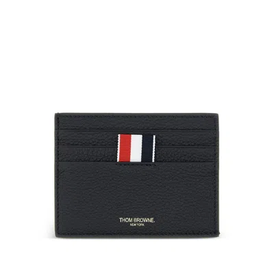 Thom Browne Pebbled Leather Card Case In Black