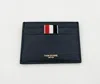 Thom Browne Pebbled Leather Card Holder In Blue