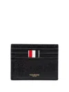 Thom Browne Card Holder With Note Compartment In Black Pebble Grain In Black