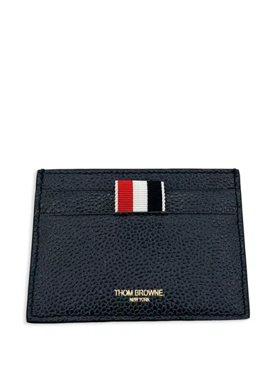 Thom Browne Mens Black Grosgrain-tab Foil-branded Leather Card Holder
