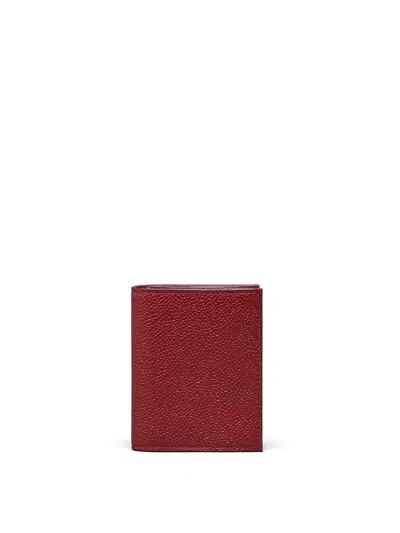 Thom Browne Pebbled Leather Card Holder In Burdeos