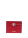 Thom Browne Pebbled-leather Card Holder In Red