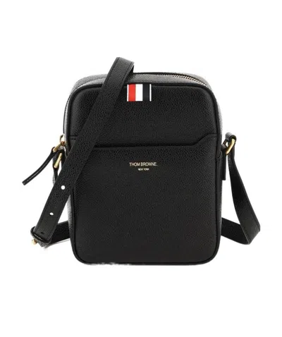 Thom Browne Pebbled-leather Messenger Bag In Black