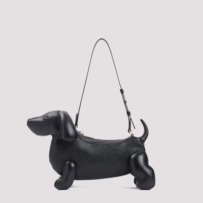 Thom Browne Pebbled Leather Shoulder Handbag In Black