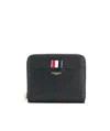 Thom Browne Logo Embossed Zipped Wallet In Black