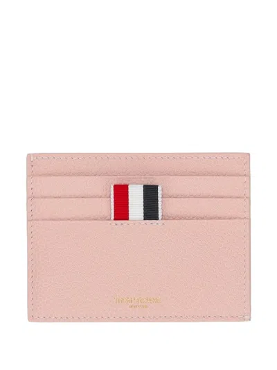 Thom Browne Pebble-grain Leather Card Holder In Pink