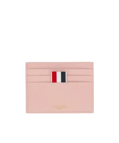 Thom Browne Pebble-grain Leather Card Holder In Pink