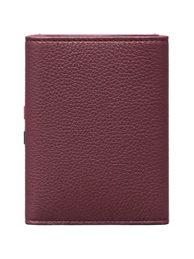 Thom Browne Pebble-grain Trifold Wallet In Burgundy