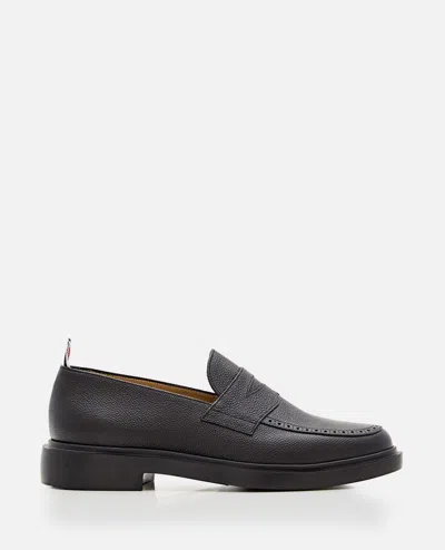 Thom Browne Grained Leather Penny Loafers In Black
