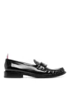 Thom Browne Varsity Patent-leather Penny Loafers In Black