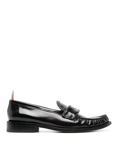 THOM BROWNE PENNY-SLOT LEATHER LOAFERS