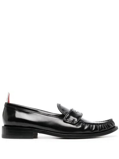 Thom Browne Varsity Patent-leather Penny Loafers In Black