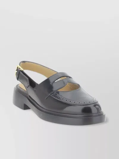 Thom Browne Penny Slot Strap Loafers With Round Toe In Blue