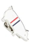 Thom Browne Pig Sterling Silver & Enamel Tie Clip In Silver
