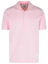 Thom Browne Polo Shirt Whit Iconic Bands In Lt Pink