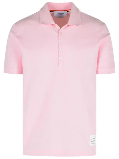 THOM BROWNE PINK COTTON POLO SHIRT