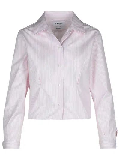 Thom Browne Cotton Striped Shirt Collared Neck In Pink