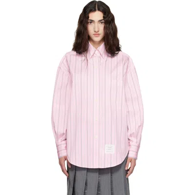 Thom Browne Pink Hairline Stripe Poplin Supersized Shirt
