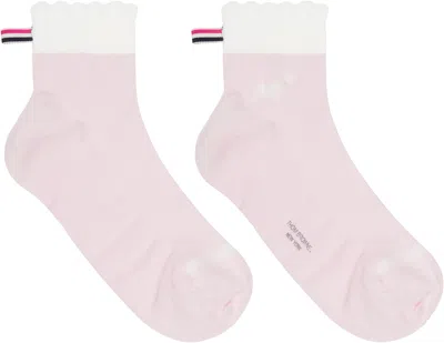 Thom Browne Pink Pointelle Stitch Hector Crew Socks