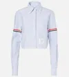 Thom Browne Oxford Striped Poplin Cropped Shirt In Blue