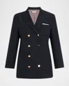 Thom Browne Pinstripe Double-breasted Sack Sport Coat In Black