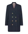 Thom Browne Pinstripe High Twist Wool Sack Sportcoat Dress In Blue