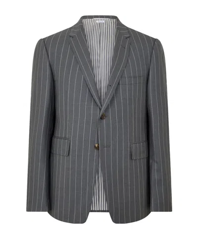 Thom Browne Pinstripe Single-breasted Blazer In Gray