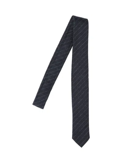 Thom Browne Pinstripe Tie In Gray