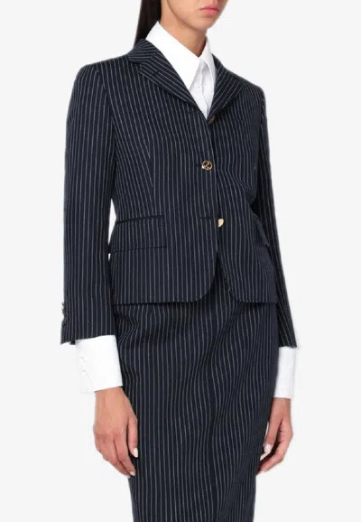 Thom Browne Pinstripe Wool Blazer In Blue