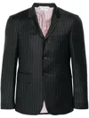 Thom Browne Grey Pinstriped Wool Blazer In Grey