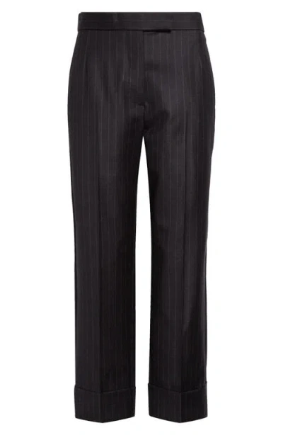 Thom Browne Pinstripe Wool Pants In Dark Grey