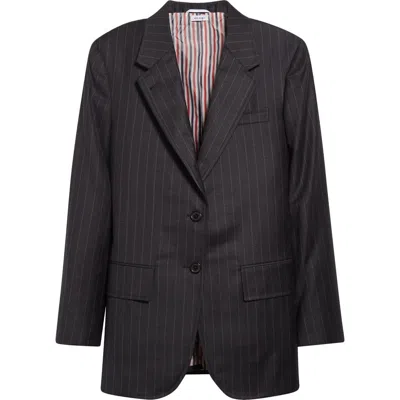 Thom Browne Pinstripe Wool Sport Coat In Dark Grey