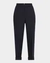 Thom Browne Pinstriped Backstrap Cropped Trousers In Blue