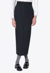 Thom Browne Pinstriped High Waist Pencil Skirt With Belt Loops In Black