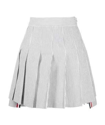 Thom Browne Pinstriped Pleated Mini Skirt In White