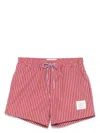 Thom Browne Badeshorts Mit Nadelstreifen In Red