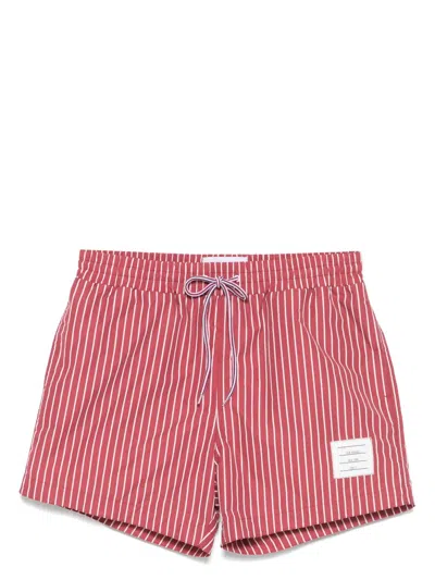 THOM BROWNE PINSTRIPED SWIM SHORTS