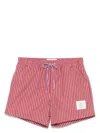 Thom Browne Badeshorts Mit Nadelstreifen In Rot