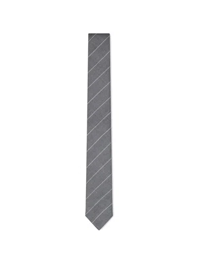 Thom Browne Pinstripe-pattern Rwb-stripe Tie In Brown