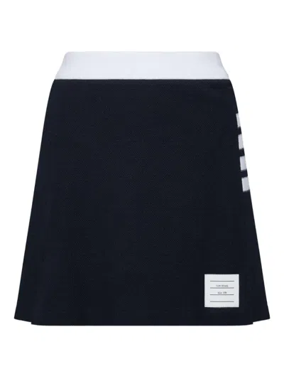 Thom Browne Box Pleat Skirt Contrast Waistband Stripes In Blue