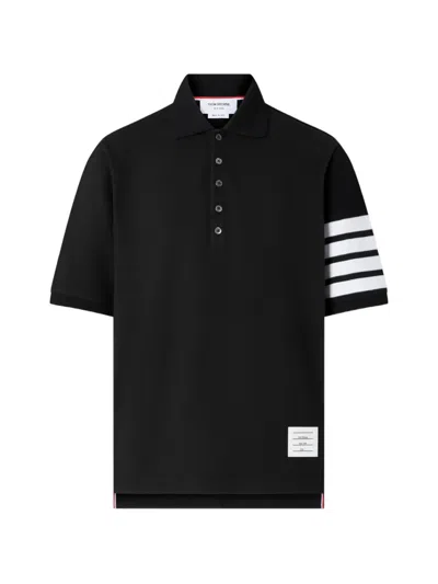 Thom Browne Pique 4-bar Polo In Black