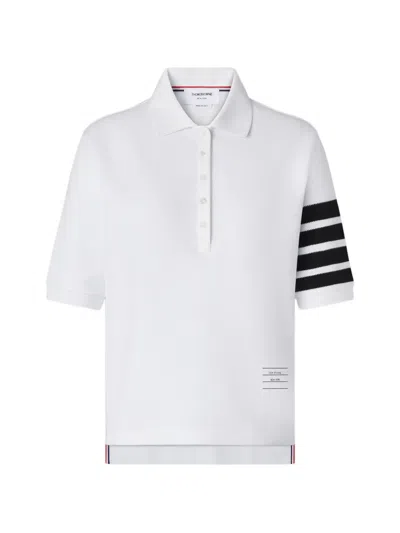 Thom Browne Pique 4-bar Polo In White