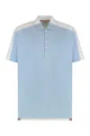 Thom Browne Short-sleeved Polo Featuring Side Slits In Blue
