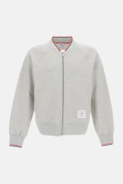 Thom Browne Pique Loopback Bomber In Gray