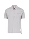 Thom Browne Pique Pocket Logo Polo Shirt In Gray