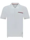 Thom Browne White Cotton Polo Shirt With Tricolor Detailing In White