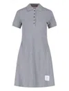 Thom Browne Striped Cotton Pique Polo Dress In Gray