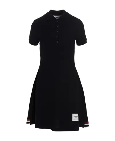 Thom Browne Pique Short-sleeve Tennis Dress In Black