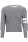 Thom Browne Placed Baby Cable 4-bar Cotton Sweater
